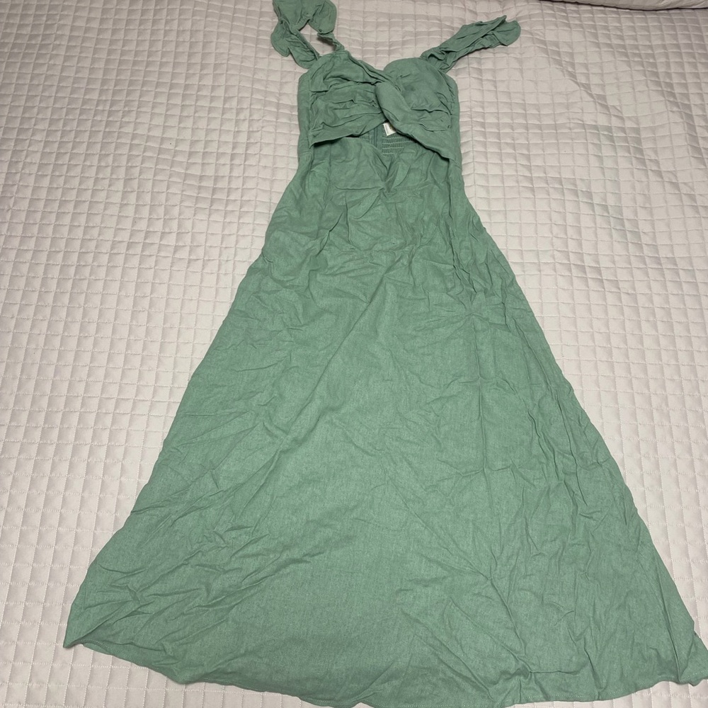 Trixxi Light Green Gathered Dress